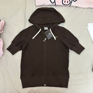 Nike Short Sleeve Sweater Brown Full Zip Y2k Size‎ Small Brand New